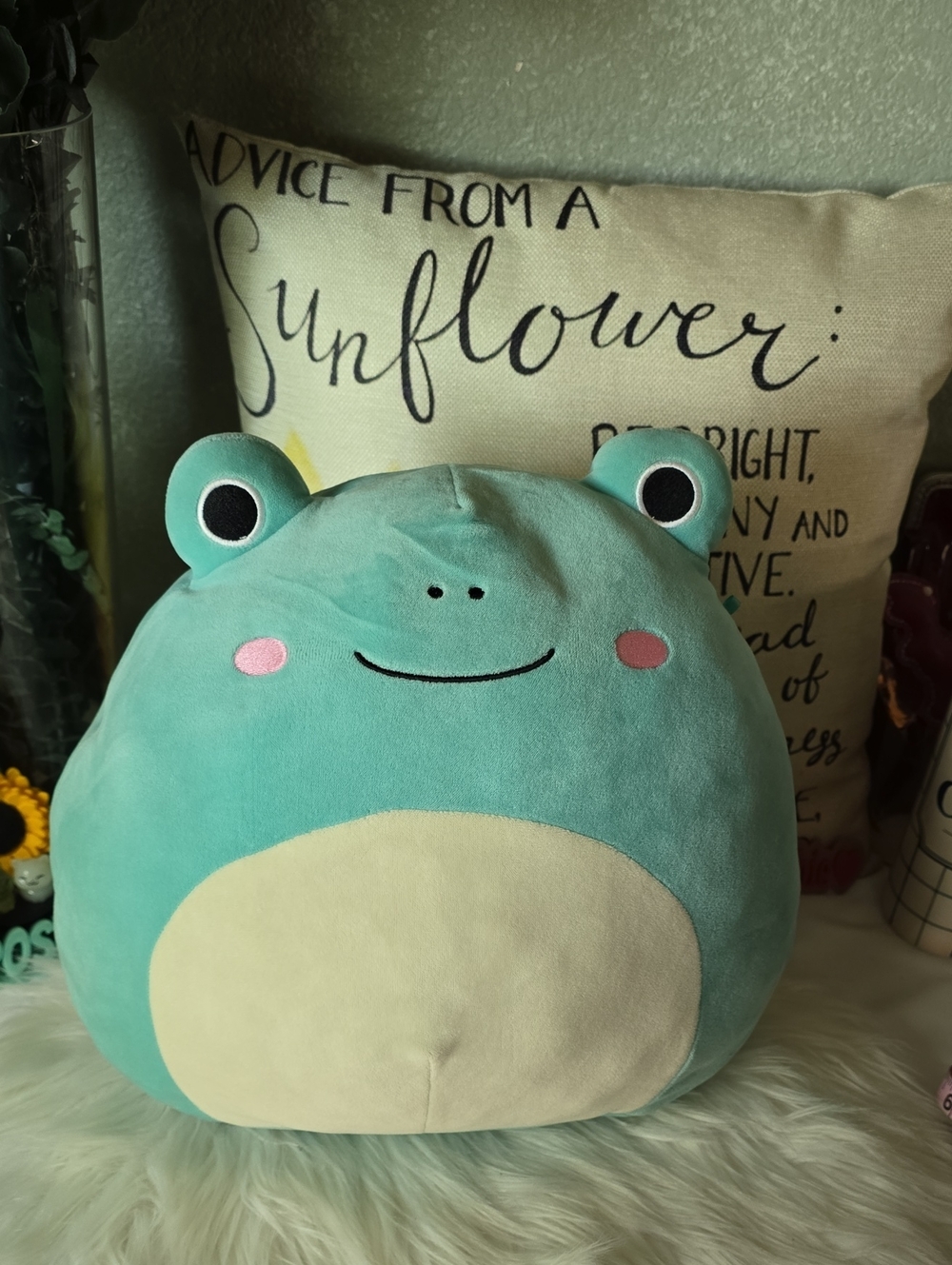 Plush Frog Pillow Stuffed Animal - Mint Green & Cream